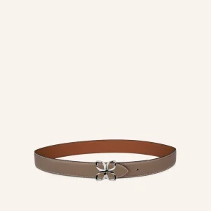 Ceinture Hortensia Argenté 33mm | Taupe Marron