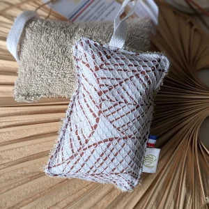 Eponge lavable double-face Feuille rouge