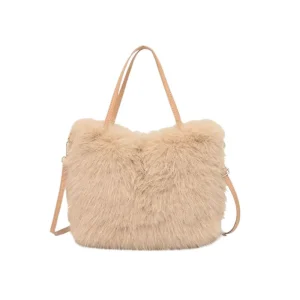 Sac à Main Doux et Élégant en Fausse Fourrure