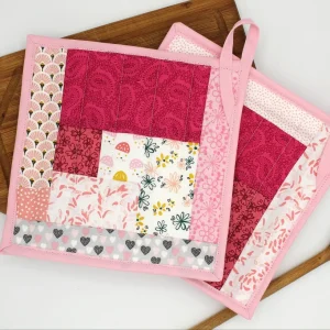 Set de 2 maniques Patchwork roses